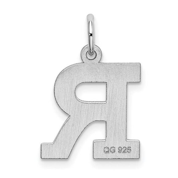 Sterling Silver Amanda Collection Medium Block Style Initial R Pendant - Picture 3 of 4